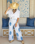Disco Pant Poppy Stripe in Aegean