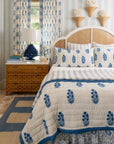 Razai Sham Poppy Stripe in Aegean
