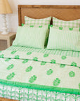 Razai (reversible) Quilt Poppy Stripe Weave in Parakeet