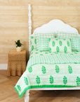 Razai (reversible) Quilt Poppy Stripe Weave in Parakeet