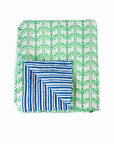 Gudri (reversible) Quilt Grecian Floral Logo Stripe in Parakeet