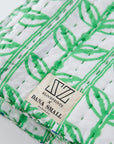 Gudri (reversible) Quilt Grecian Floral Logo Stripe in Parakeet