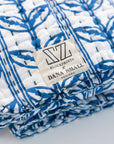 Gudri (reversible) Quilt Grecian Floral Logo Stripe in Aegean