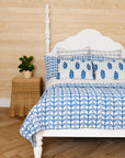 Razai Sham Poppy Stripe in Aegean
