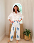 Disco Pant Poppy Stripe in Aegean