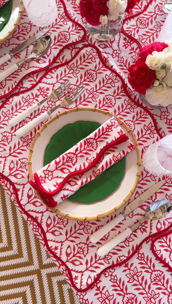 Napkin Flower Row Berry Set/4