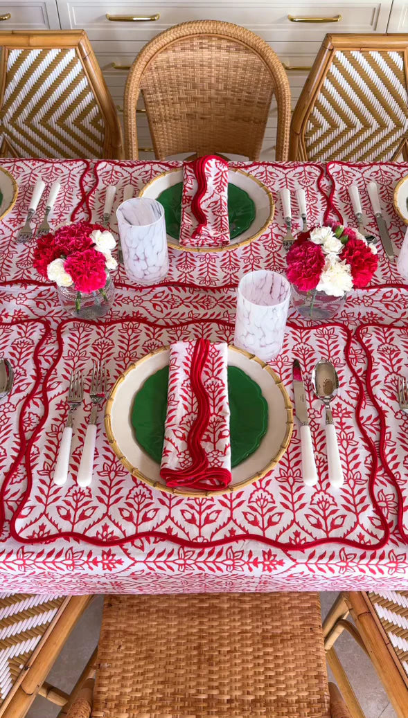 Napkin Flower Row Berry Set/4