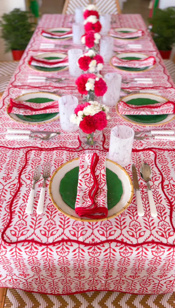 Placemat Flower Row Berry Set/4