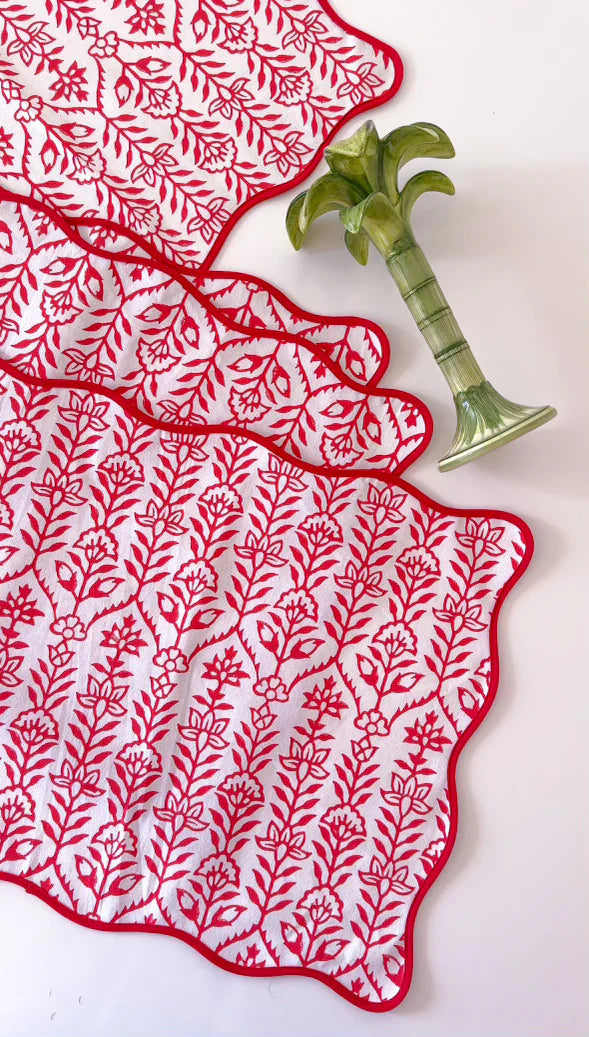 Placemat Flower Row Berry Set/4