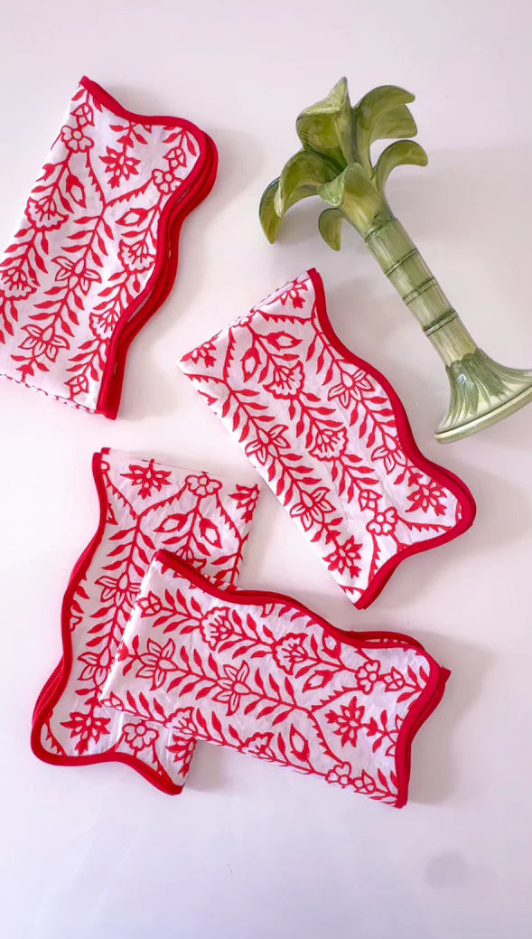 Napkin Flower Row Berry Set/4