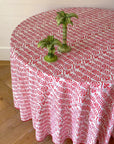 Round Tablecloth 100" Flower Row Berry