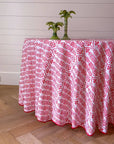 Round Tablecloth 100" Flower Row Berry