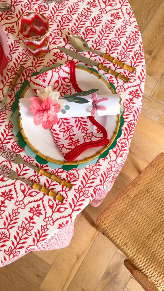 Napkin Flower Row Berry Set/4