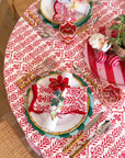 Round Tablecloth 100" Flower Row Berry
