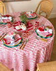 Round Tablecloth 100" Flower Row Berry