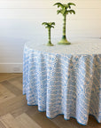 Round Tablecloth 100" Flower Row Matilda's Blue