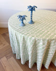Round Tablecloth 100" Flower Row Parakeet