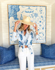 Poplin Oversized Button-Down Poppy Stripe in Aegean