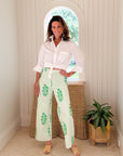 Disco Pant Poppy Stripe in Parakeet