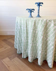 Round Tablecloth 100" Flower Row Parakeet