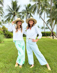 Disco Pant Poppy Stripe in Parakeet