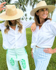 Disco Pant Poppy Stripe in Parakeet
