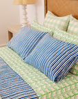 Pillow Case Set in Logo Stripes Aegean