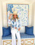 Poplin Oversized Button-Down Poppy Stripe in Aegean