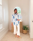 Poplin Oversized Button-Down Poppy Stripe in Aegean
