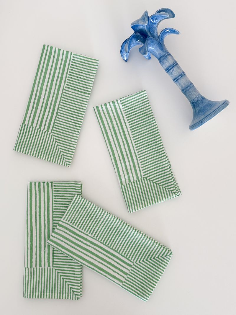 Logo Stripe Set/ 4 Napkin Parakeet
