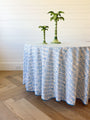 Round Tablecloth 100" Flower Row Matilda's Blue